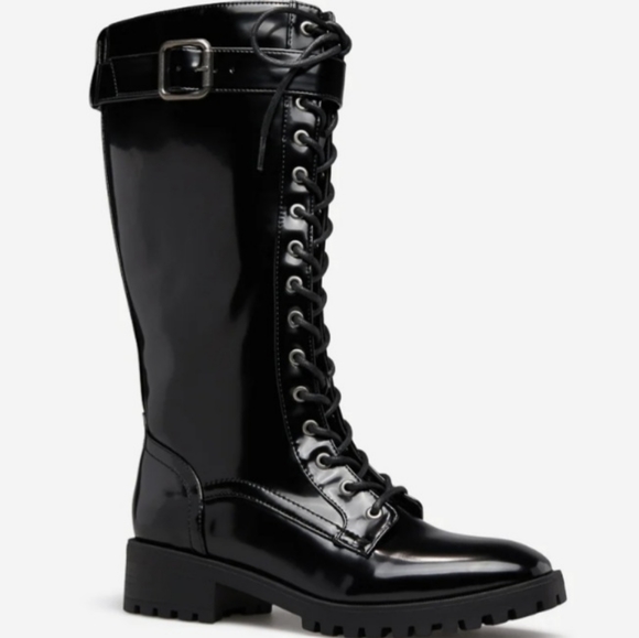 Lace up flat boots regular calf - Picture 1 of 5